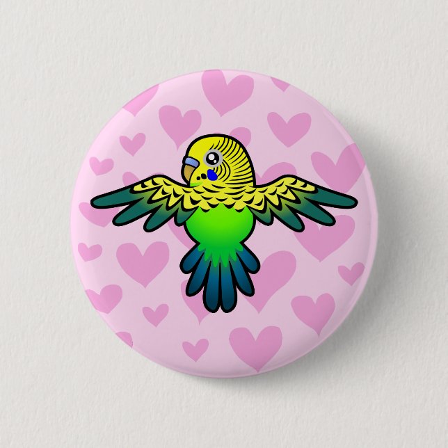 Budgie Love Pinback Button (Front)