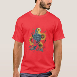 Budgie Mom Budgerigar Sunflower Parakeet Bird retr T-Shirt