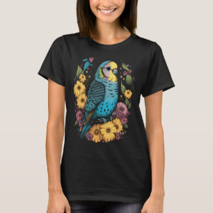 Budgie Mom Flower Budgerigar Parakeet Bird Mother T-Shirt
