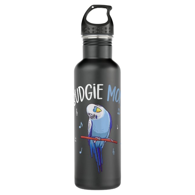 Budgie Mom Parakeet Budgerigar Womens Funny Stainless Steel Water Bottle (Front)