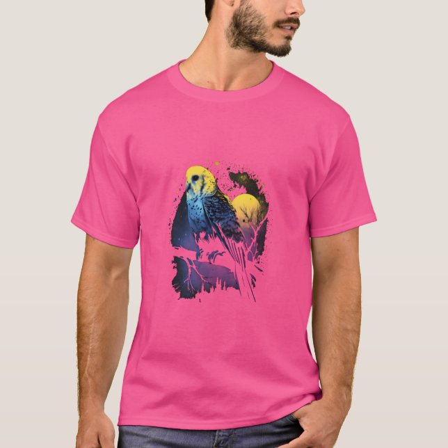 Budgie Moon Budgerigar Parakeet Bird Pet Owner gif T-Shirt (Front)