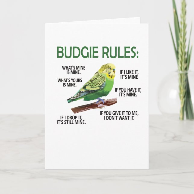 Budgie Owner Budgie Lover Parakeet Bird Budgerigar Card (Front)