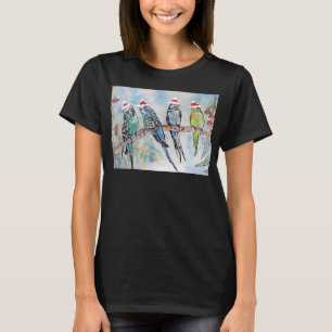 Budgie Parakeet Budgerigar Womens Funny Christmas T-Shirt
