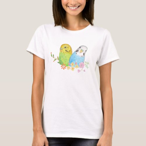 Budgie Parakeet Cute Budgerigar Watercolor Art T_Shirt