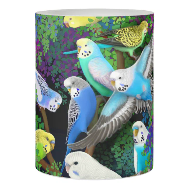 Budgie Parakeets in Ferns LED Flameless Candle Zazzle