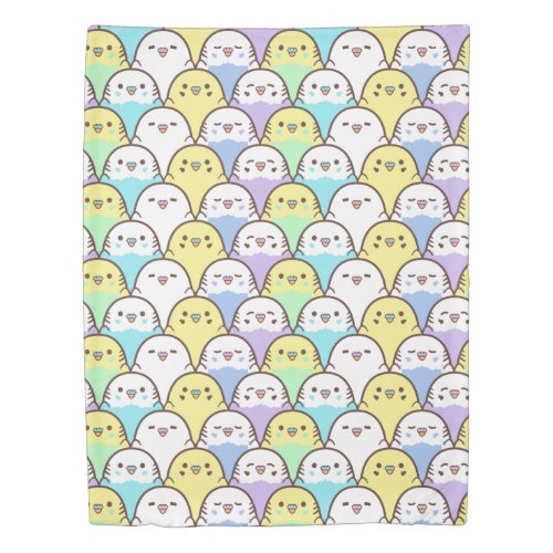 Budgie Parrot Blue Purple Yellow Cartoon Pattern Duvet Cover