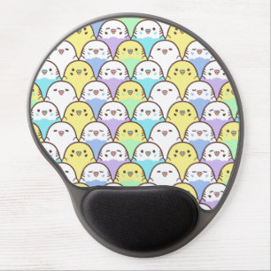 Budgie Parrot Blue Purple Yellow Cartoon Pattern Gel Mouse Pad
