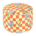 Budgie parrot pattern round pouf