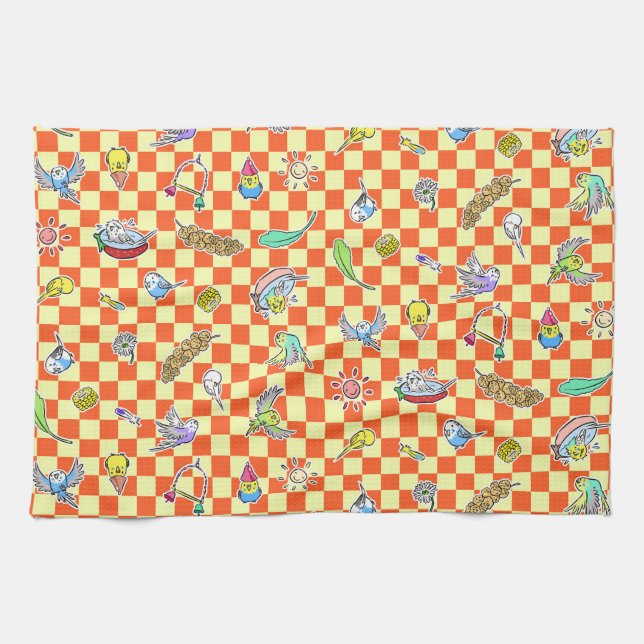 Budgie parrot pattern towel (Horizontal)
