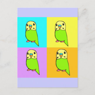 Budgie Pop Art Postcard