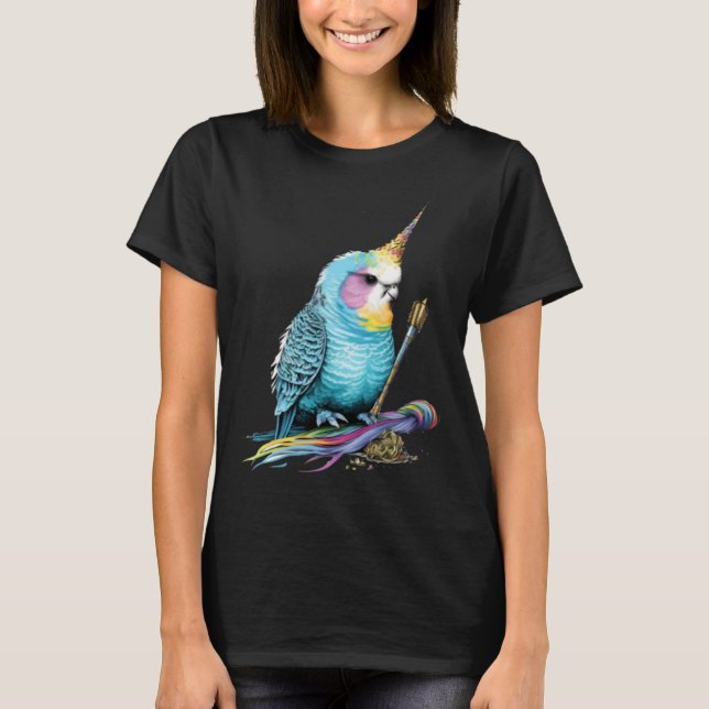 Budgie Unicorn Budgerigar Parakeet Bird T-Shirt (Front)