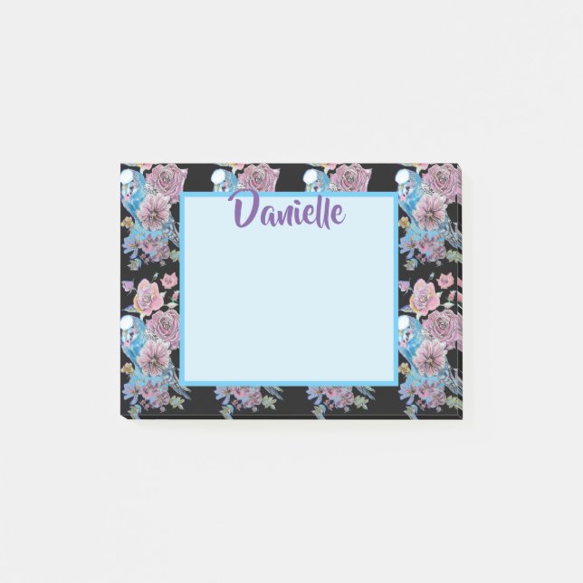 Budgie Watercolor Art Womans Name Post It Notes (Front)