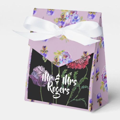 Budgie Watercolor floral lilac Wedding Cake Box