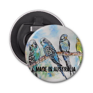 Budgie Watercolour Bird Cute Made In Australia Bottle Opener