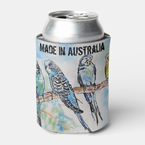 Budgie Watercolour Bird Cute Made In Australia Can Cooler