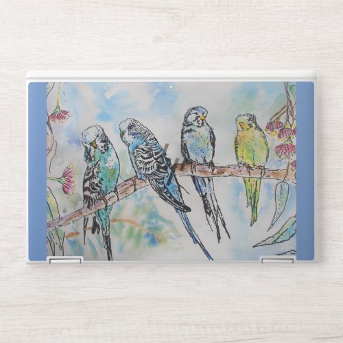 Budgie Watercolour Painting Bird birds Whimsical HP Laptop Skin