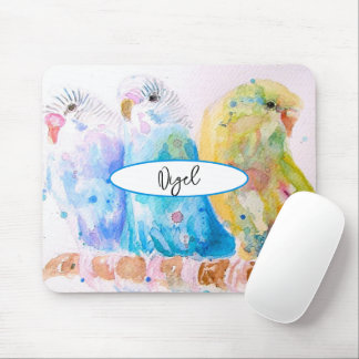 Budgie Watercolour Painting Bird birds Whimsical Mouse Pad