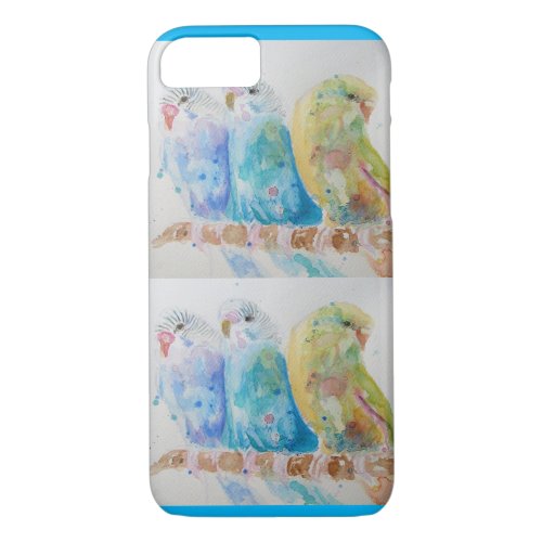 Budgie Watercolour Painting bird Budgies Aqua Teal iPhone 87 Case