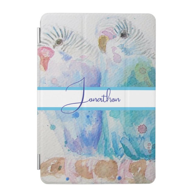 Budgie Watercolour Painting bird Budgies Aqua Teal iPad Mini Cover (Front)