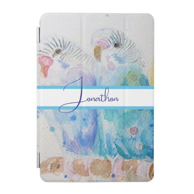 Budgie Watercolour Painting bird Budgies Aqua Teal iPad Mini Cover (Front)