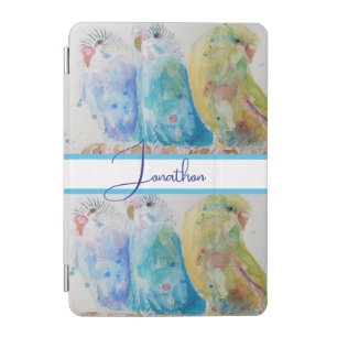 Budgie Watercolour Painting bird Budgies Aqua Teal iPad Mini Cover