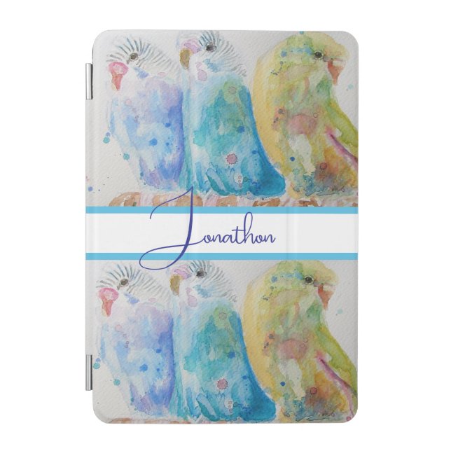 Budgie Watercolour Painting bird Budgies Aqua Teal iPad Mini Cover (Front)
