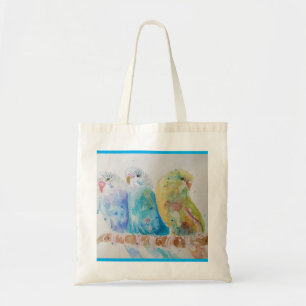 Budgie Watercolour Painting bird Budgies Aqua Teal Tote Bag