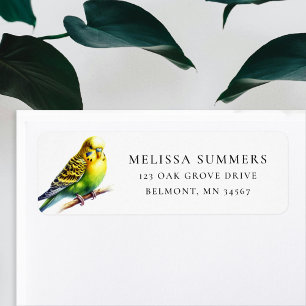 Budgie Yellow and Green Return Address Label
