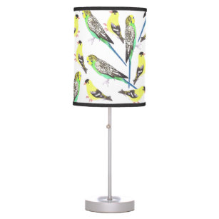 Budgies and american goldfinches bird lover art table lamp