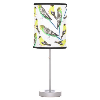 Budgies And American Goldfinches Bird Lover Art Table Lamp by ShawlinMohd at Zazzle