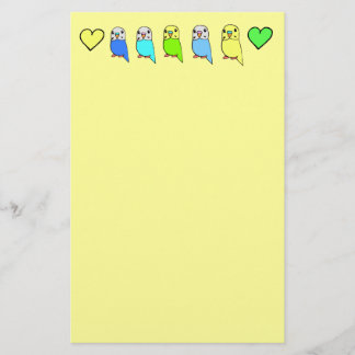 Budgies and Hearts Stationery