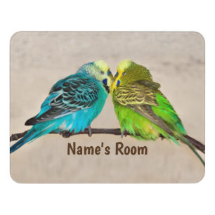 Budgies in Love Door Name Plate Sign