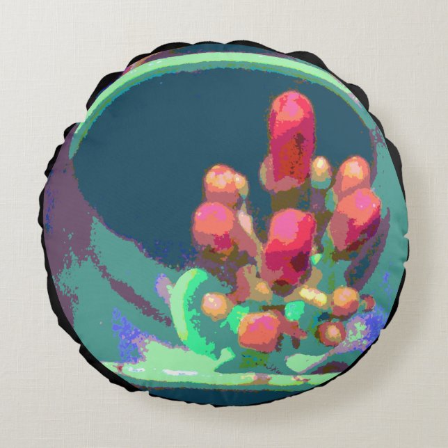 Buds from Above Combo Round Pillow (Front)