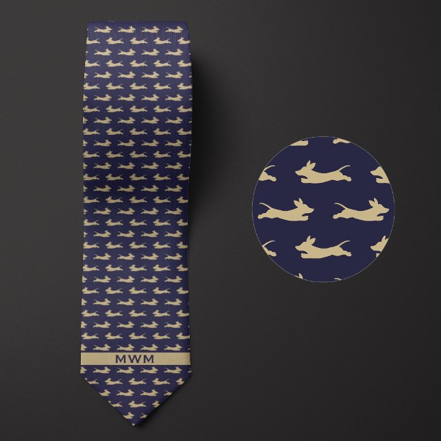 Bue and Gold Running Dachshund Neck Tie (Creator Uploaded)