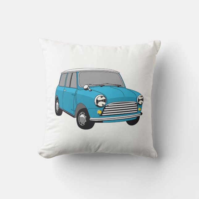 Bue British Oldtimer Mini Cooper Throw Pillow (Front)