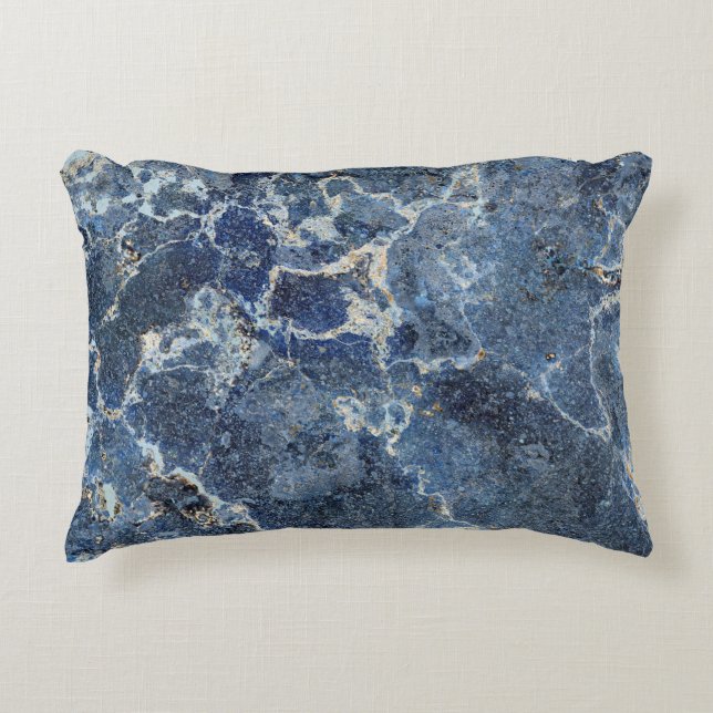 Bue Gray Black Marble & Beige Veins Accent Pillow (Front)