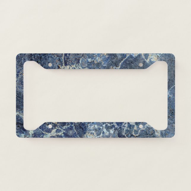 Bue Gray Black Marble & Beige Veins License Plate Frame (Front)