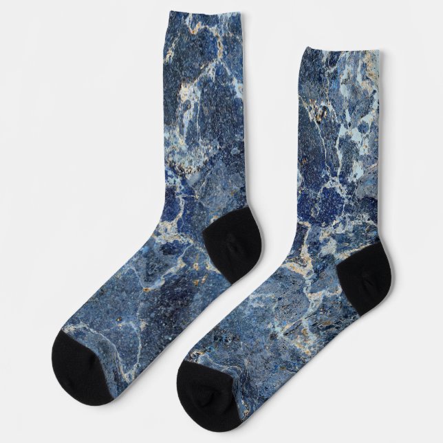 Bue Gray Black Marble & Beige Veins Socks (Left)
