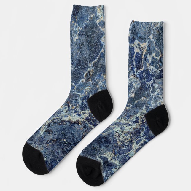 Bue Gray Black Marble & Beige Veins Socks (Left)