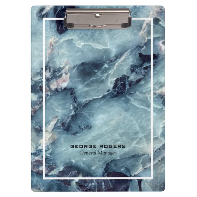 Bue gray faux marble bold pattern clipboard (Front)