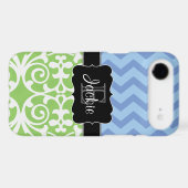 Bue Green Dual Pattern monogrammed iPhone4/4s case (Back (Horizontal))