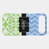 Bue Green Dual Pattern monogrammed iPhone4/4s case (Back (Horizontal))