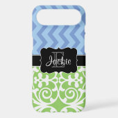 Bue Green Dual Pattern monogrammed iPhone4/4s case (Back)