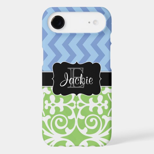 Bue Green Dual Pattern monogrammed iPhone4/4s case (Back)
