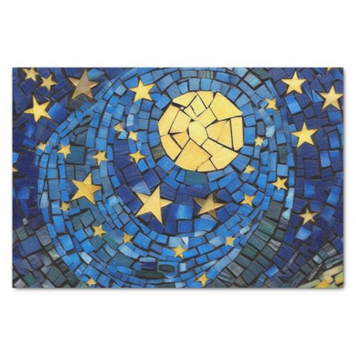 Bue Night Stars Mosaic Decoupage Tissue Paper