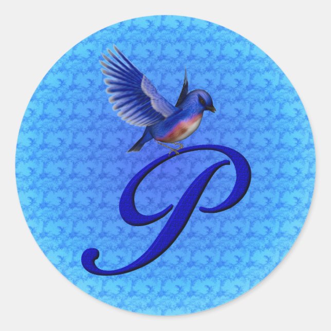 Buebird Monogram Initial P Elegant Classic Round Sticker (Front)