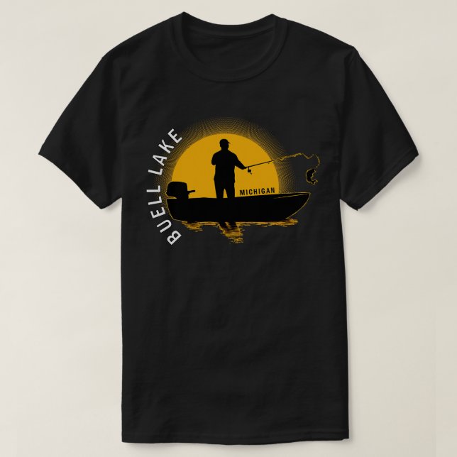 Buell Lake Fishing Michigan Sunrise T-Shirt (Design Front)