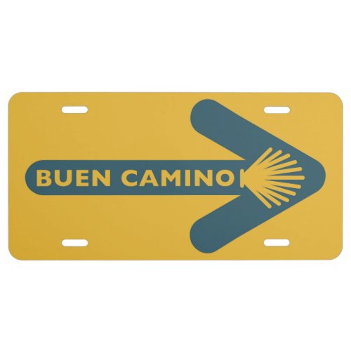 Buen Camino Yellow License Plate