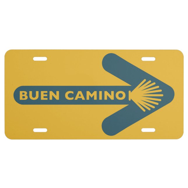 Buen Camino Yellow License Plate (Front)