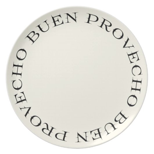 Buen Provecho Typography Dinner Plate (Front)
